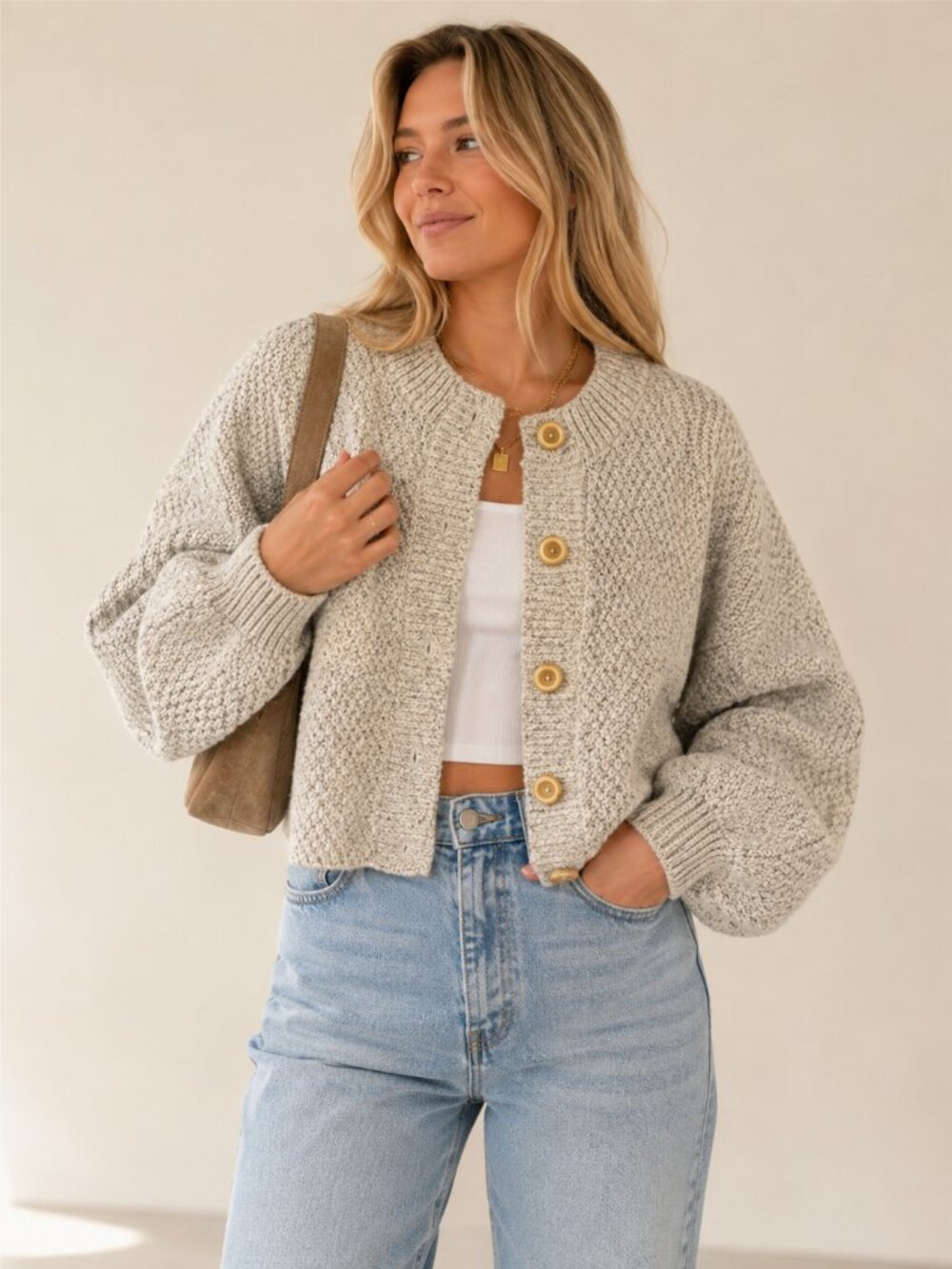 No Saint Cardigan Sweater M/L NWT Chunky Knit Old Money Quiet Luxury Cozy